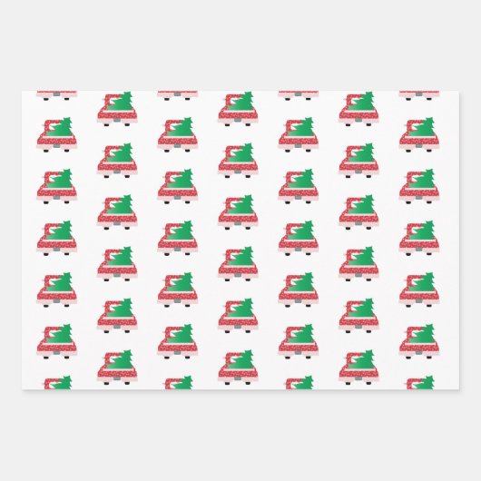 Alter roter Lkw und Schneeflocken Geschenkpapier Set (Vorderseite 2)