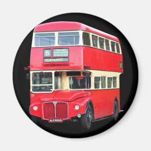 Alter roter London-Bus von gegen 1950 Magnet