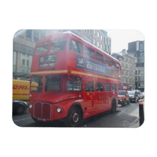 Alter roter Stadt-Bus London 3"" Magnet x4