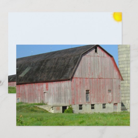 Alter roter Stall und Silo-Flachkarte (Vorne/Hinten)