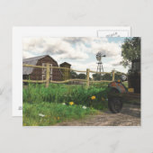Alter roter Stall und stürmischer LKW Postkarte (Vorne/Hinten)