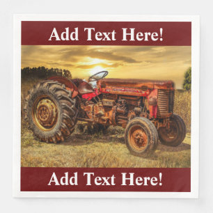 Alter roter Traktor Antiker Traktor Landwirtschaft Serviette