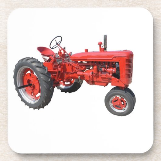 Alter roter Traktor Getränkeuntersetzer (Vorderseite)