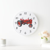 Alter roter Traktor Große Wanduhr (Zuhause)
