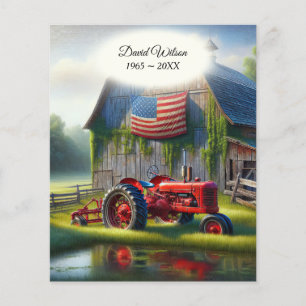 Alter roter Traktor mit amerikanischer Flagge