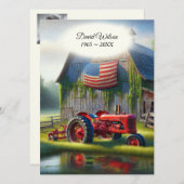 Alter roter Traktor mit amerikanischer Flagge Einladung (Vorne/Hinten)