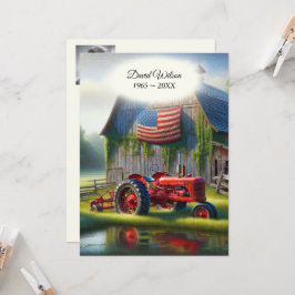 Alter roter Traktor mit amerikanischer Flagge Einladung