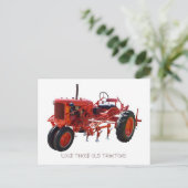 Alter roter Traktor Postkarte (Stehend Vorderseite)