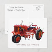 Alter roter Traktor Postkarte (Vorne/Hinten)