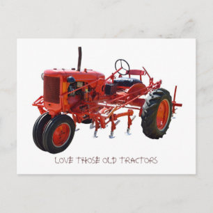 Alter roter Traktor Postkarte