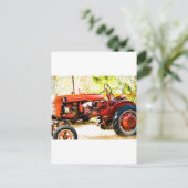 Alter roter Traktor Postkarte (Stehend Vorderseite)