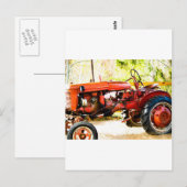 Alter roter Traktor Postkarte (Vorne/Hinten)