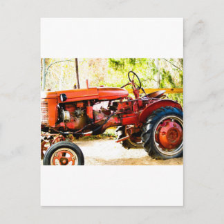 Alter roter Traktor Postkarte