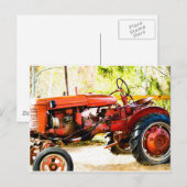 Alter roter Traktor Postkarte (Vorne/Hinten)