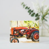 Alter roter Traktor Postkarte (Stehend Vorderseite)