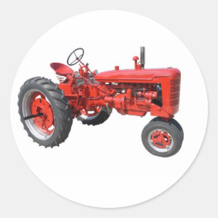 alter roter Traktor Runder Aufkleber