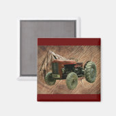 Alter roter Traktor rustikale Scheune Magnet (Vorderseite/Rückseite)