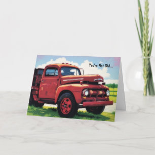 Alter roter Truck Vintage Klassiker Truck Lustiger Karte