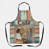 Alter rustikaler Koch Hochland-Kuh-Schürze Schürze (Vorderseite)