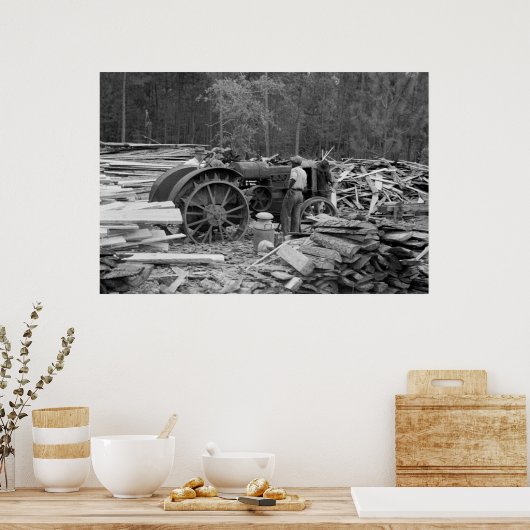 Alter Sägewerk-Traktor, 1935 Poster (Küche)