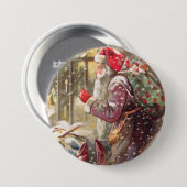 Alter Sankt Nikolaus mit Geschenken im Button (Vorne & Hinten)