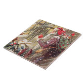 Alter Sankt Nikolaus mit Geschenken im Schnee Fliese (Seite)