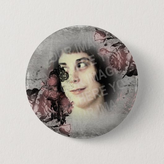 Alter Schlüssel und benutzerdefinierte Rose Foto Button (Vorderseite)