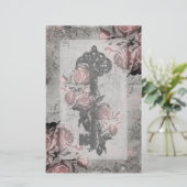 Alter Schlüssel und Rose Briefpapier (Stehend Vorderseite)