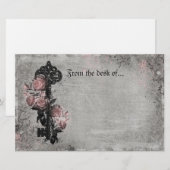 Alter Schlüssel und Rosen Briefpapier (Vorne/Hinten)
