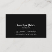 Alter Schriftart Beruflich Schwarz-Weiß Visitenkarte (Rückseite)