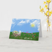 alter Schubkarren mit Blume Tag Karte (Gelbe Blume)