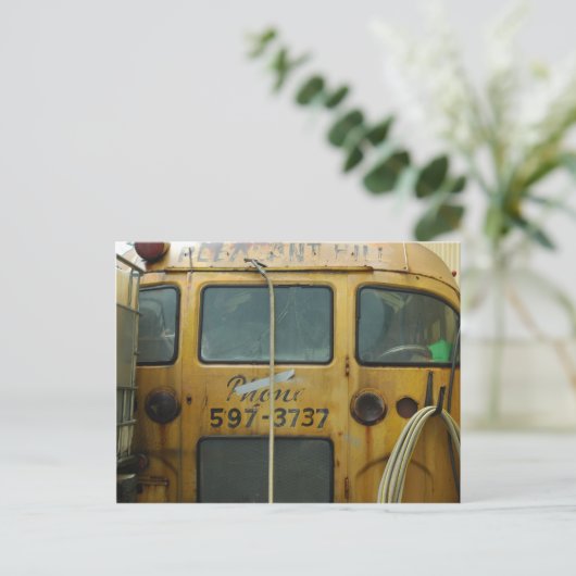 Alter Schulbus Postkarte (Stehend Vorderseite)