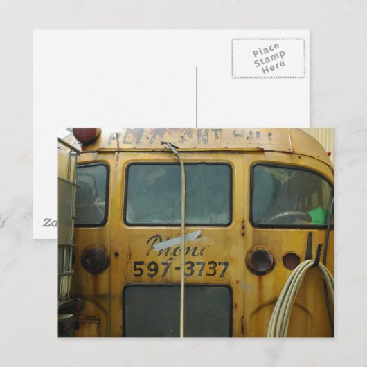 Alter Schulbus Postkarte (Vorne/Hinten)