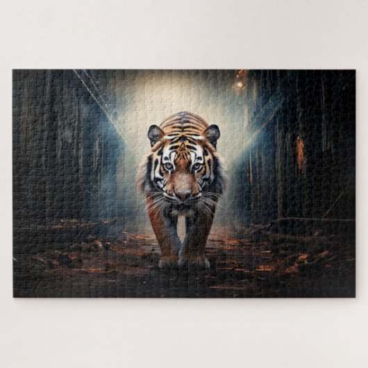 Alter schwarzer und orangefarbener Tiger im surrea Puzzle (Horizontal)