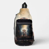Alter schwarzer und orangefarbener Tiger in einem Crossbody Bag (Vorderseite)