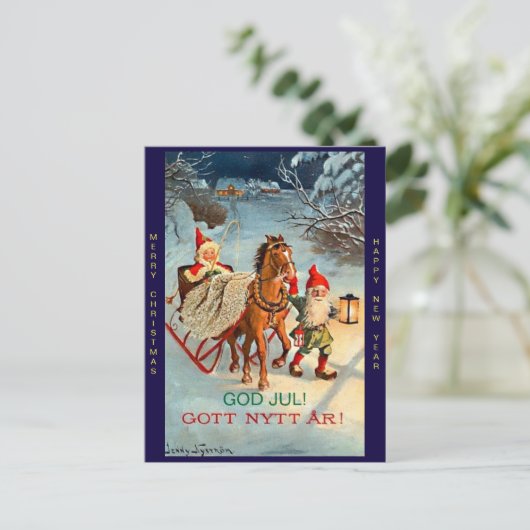 Alter Schwede Tomte Elf-frohe Weihnachten u. neues (Stehend Vorderseite)