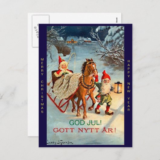 Alter Schwede Tomte Elf-frohe Weihnachten u. neues (Vorne/Hinten)