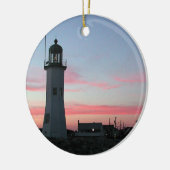 Alter Scituate Leuchtturm an der Dämmerung Keramik Ornament (Links)