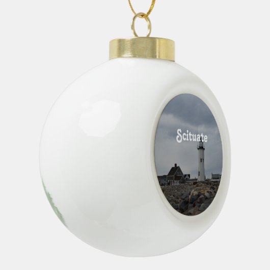 Alter Scituate Leuchtturm Keramik Kugel-Ornament (Links)