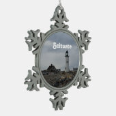 Alter Scituate Leuchtturm Schneeflocken Zinn-Ornament (Links)