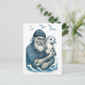 Alter Seemann mit Seehund Postkarte (Stehend Vorderseite)
