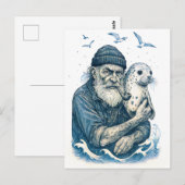 Alter Seemann mit Seehund Postkarte (Vorne/Hinten)