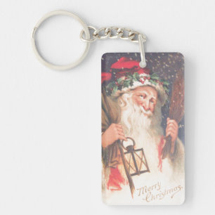 Alter St. Nikolaus mit Laterne Vintage-Schlüsselan Schlüsselanhänger