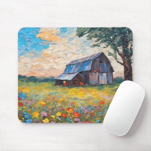 Alter Stall auf dem Feld der Wildblume Mousepad (Mit Mouse)