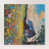 Alter Stall auf dem Feld der Wildblume Puzzle (Horizontal)