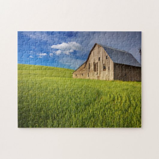 Alter Stall im Feld der Frühlingsweide Puzzle (Horizontal)