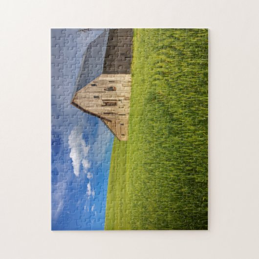 Alter Stall im Feld der Frühlingsweide Puzzle (Vertikal)