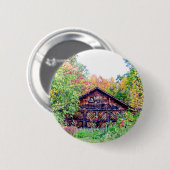 Alter Stall im Herbst Button (Vorne & Hinten)