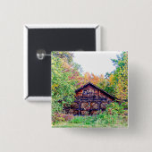 Alter Stall im Herbst Button (Vorne & Hinten)