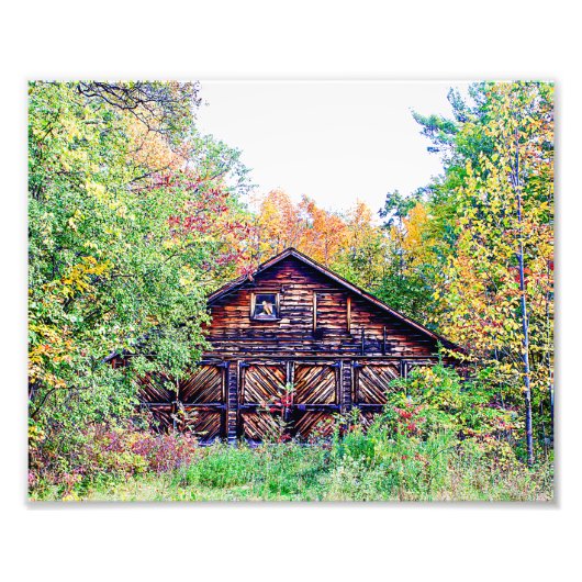 Alter Stall im Herbst Fotodruck (Vorne)